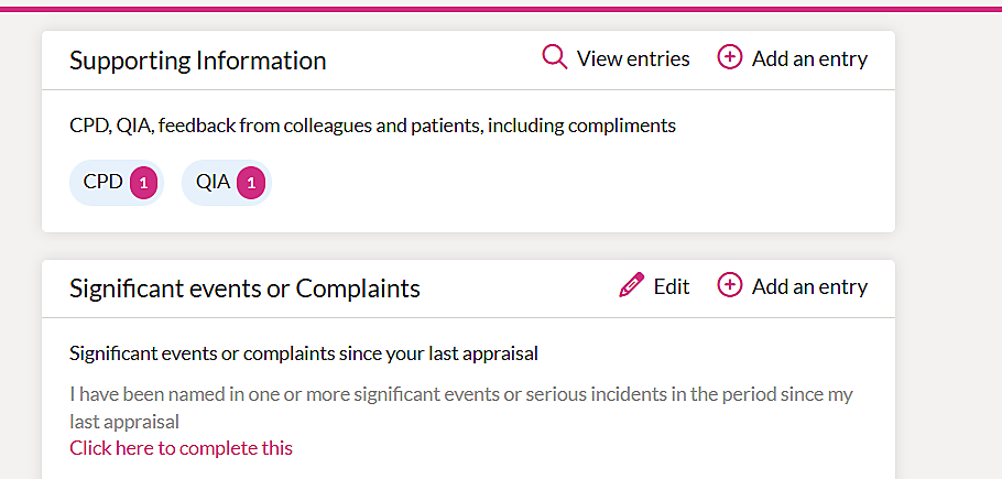 1. Open the Significant events or Complaints section — visual example 1