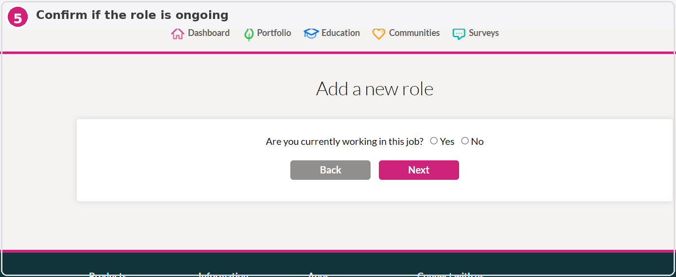 Step 5. Confirm whether the role is ongoing — visual example 5