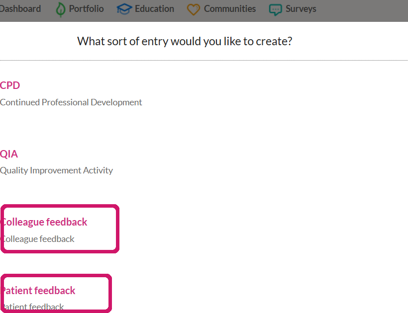 2. Choose the feedback type — visual example 2