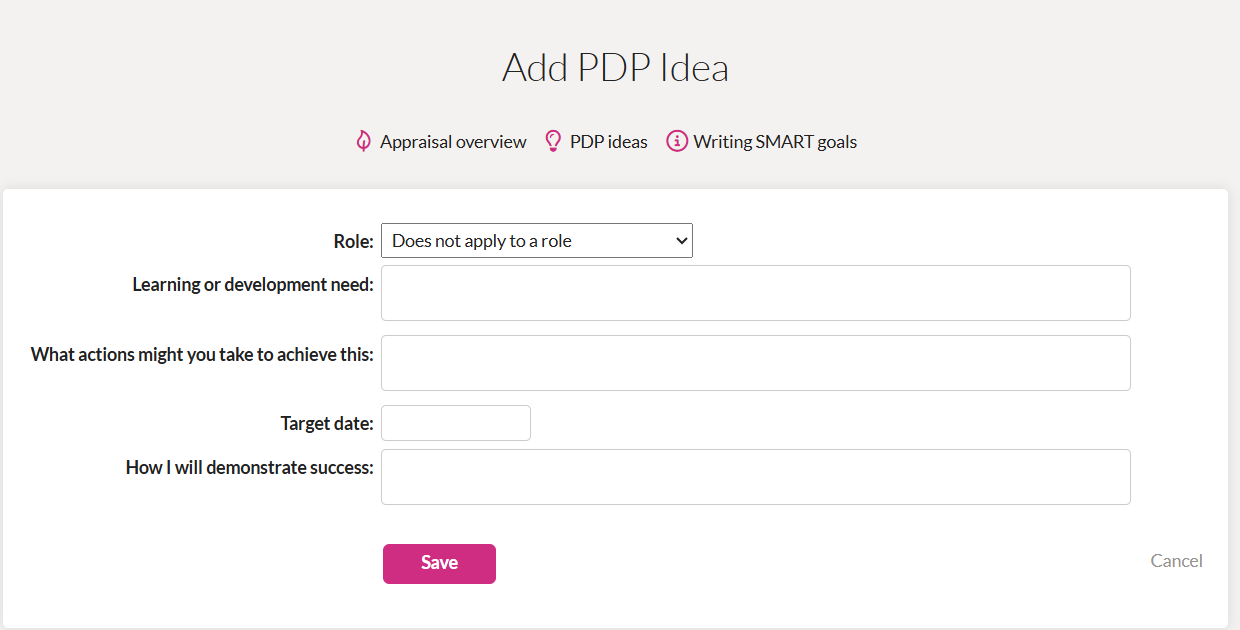 3. Complete the learning or development need, planned actions, target date and how you will demonstrate success. — visual example 3