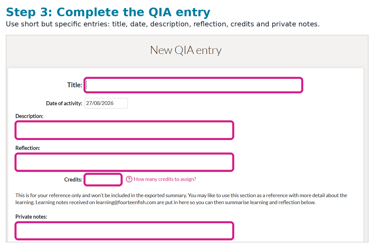 Part 1 - How to document QIA in FourteenFish — visual example 3