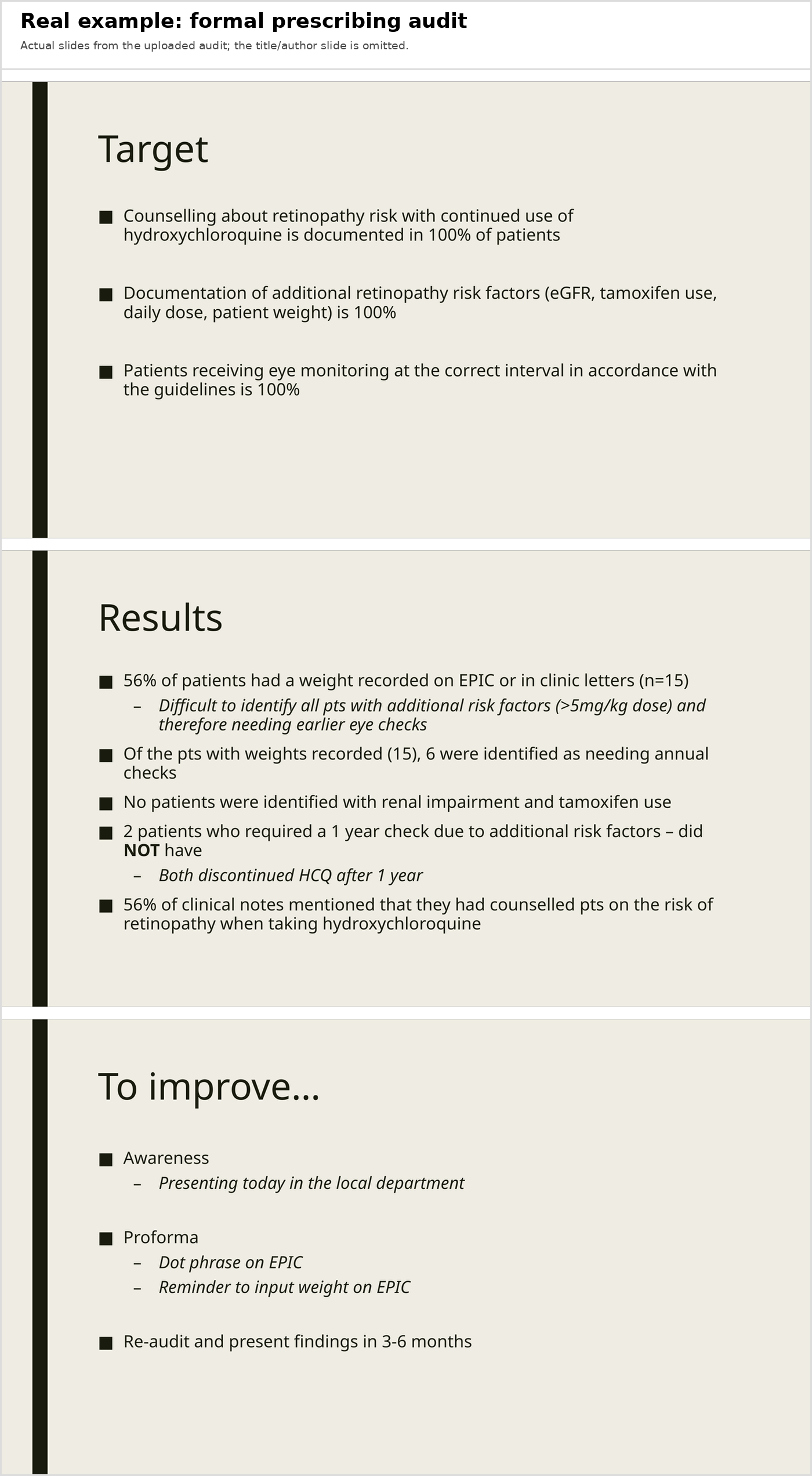Example 2 - Formal prescribing audit — visual example 7